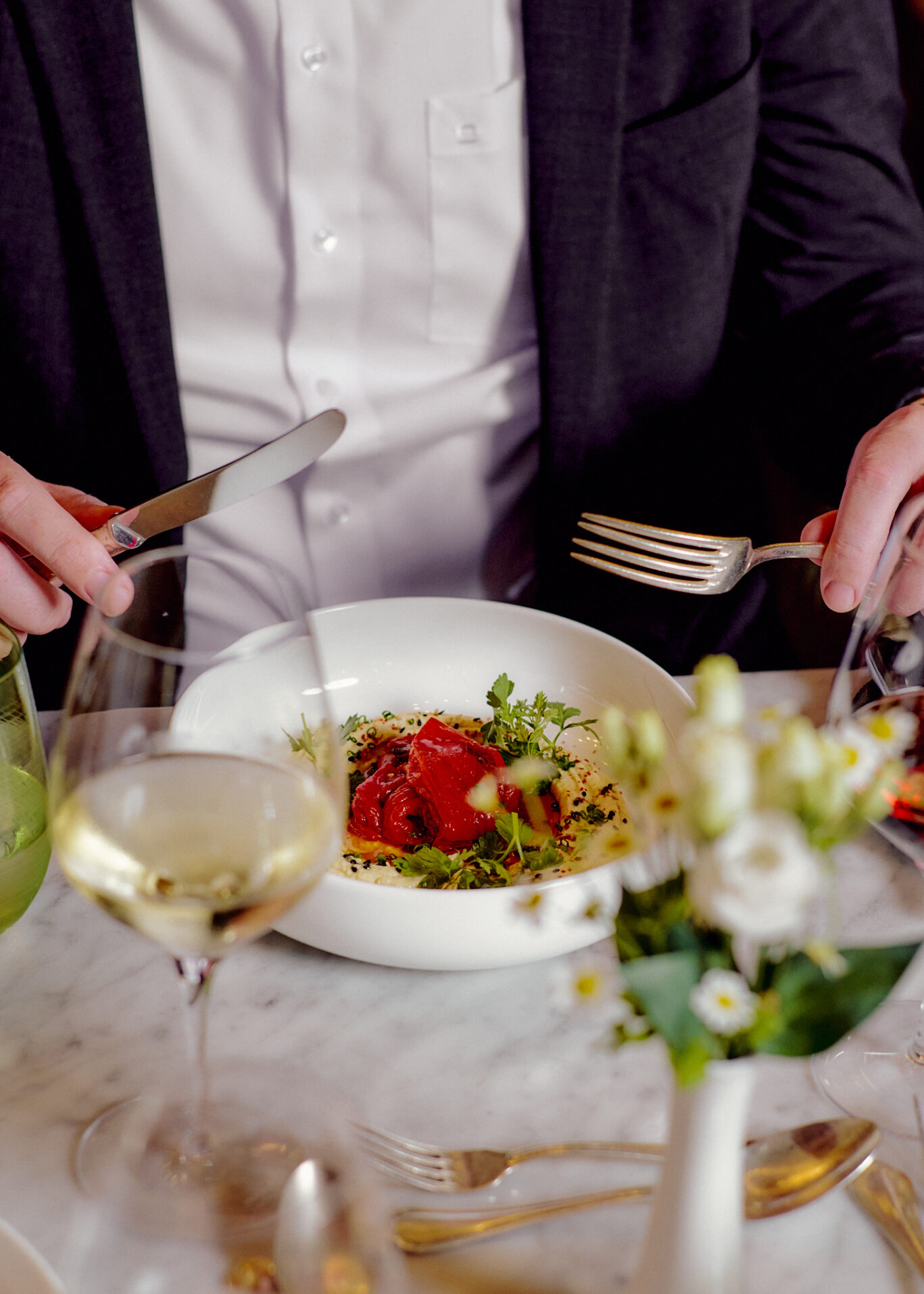 Guest enjoying dinner